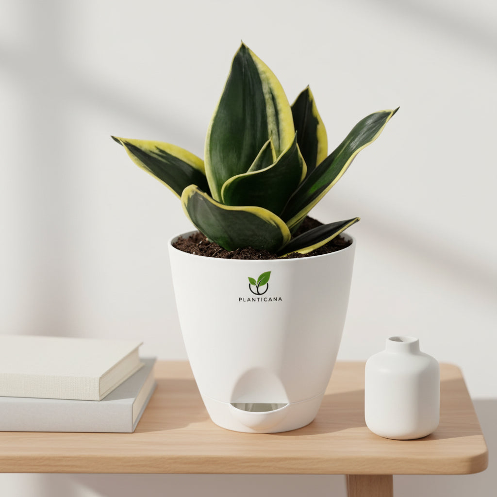 Golden Hahnii Snake Plant in Self-Watering Pot